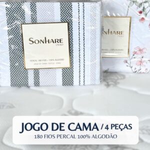 JOGO DE CAMA / 4 PEÇAS 180 FIOS PERCAL 100% ALGODÃO