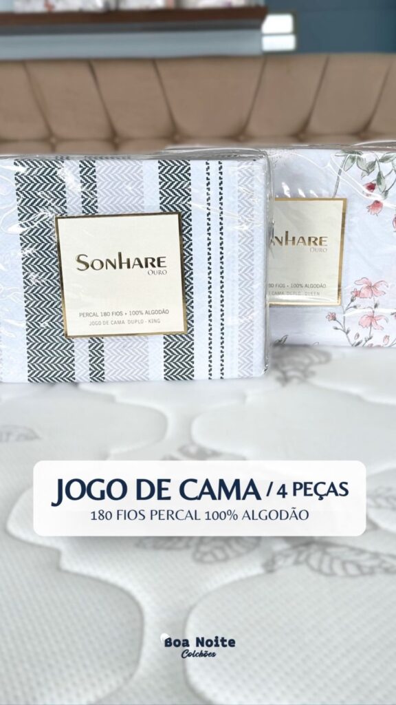 JOGO DE CAMA / 4 PEÇAS 180 FIOS PERCAL 100% ALGODÃO